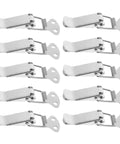 Solid Stainless Steel Toggle Latch Clamps 10 Pack, silver finish, heavy duty, ideal for toolbox and storage use.