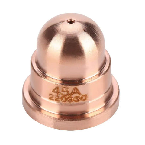 Top Shelf 5pcs Copper Plasma Torch Nozzles for Cutting Machine with a polished dome design made of premium metal.