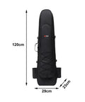 Long Fins Bag For Scuba Gear And Snorkel Kit, Lightweight Diving Fin Backpack With Wet Dry Separation, front view with dimensions