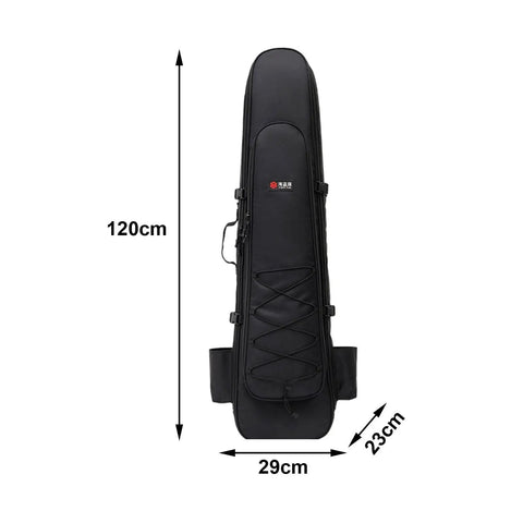Long Fins Bag For Scuba Gear And Snorkel Kit, Lightweight Diving Fin Backpack With Wet Dry Separation, front view with dimensions