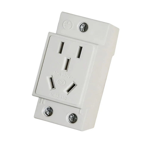 No Sweat Setup Din Rail Power Socket Featuring Copper Terminals And Flame Resistant Abs Casing, 10A, used in electrical setups.