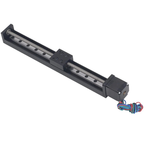 Heavy Duty Linear Slide Guide Rail Two Hundred Millimeter Electric Actuator Stage Plug And Play Bearing Block for smooth XYZ axis motion, black design.