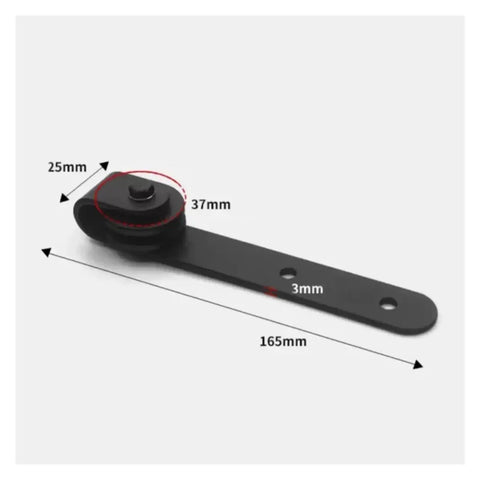 Detailed view of a black metal bracket with measurements for Full Extension Drawer Slides Kit For Cabinets, Smooth Silent Operation.