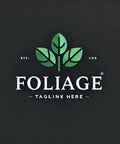 Logo with green leaf design and the word 'Foliage' on a dark background.