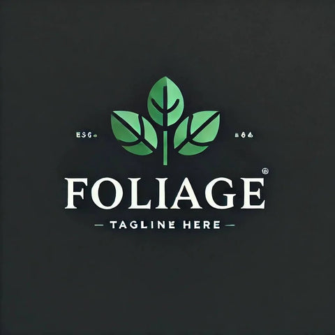 Logo with green leaf design and the word 'Foliage' on a dark background.