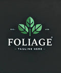 Logo with green foliage design and 'Foliage' text on a dark background