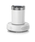 Dual Zone Thermal Drink Station For Desk with an insulated cup on a heating base, perfect for cold or hot beverages.