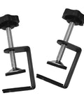 Rattan Furniture Clamp 2 Pack For Patio And Sectional Sofas, black metal clips with threaded bolts and knobs, side view.