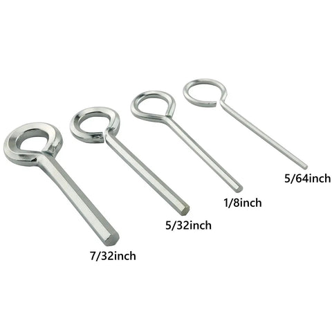 5 in 1 Ring Allen Wrench Set With 5/64 1/8 5/32 And 7/32 Inch Sizes, Solid Nickel Plated Steel, Includes Keychain For Push Bar Panic Exit Devices