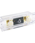 Tough As Nails Three Pack ANL Fuse Holder Kit Rated For 400 Amps Gold Plated Terminals for car audio, clear housing, dual terminal design.