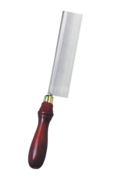 Razor saw from Gold Tone Aluminum Miter Box With Razor Saw Set, Fine Kerf Saw 24 TPI, Cuts Up To Seven Eighths Inch, wood handle