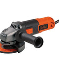 Beefy 4-1/2 Inch Angle Grinder with 6.5 Amp Motor, heavy duty metal gear case, 3 position side handle, spindle lock, in use