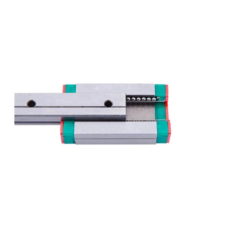 Top Tier Precision MGN7C Miniature Linear Guide Rail Kit showing steel slide and pre-drilled holes for easy setup.