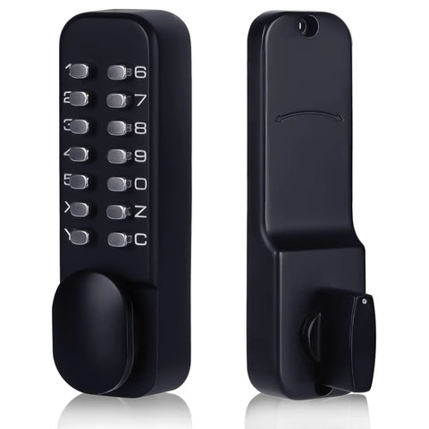 Keyless Mechanical Combination Lock With Keypad, Black Finish, No Batteries Or Wiring Needed, One Hundred Percent Mechanical Door Lock