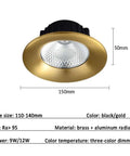 12 Pack Real Deal Copper LED Recessed Ceiling Lights, 12W Dimmable Downlights With Slick Baffle Trim, angled view of black/gold trim.