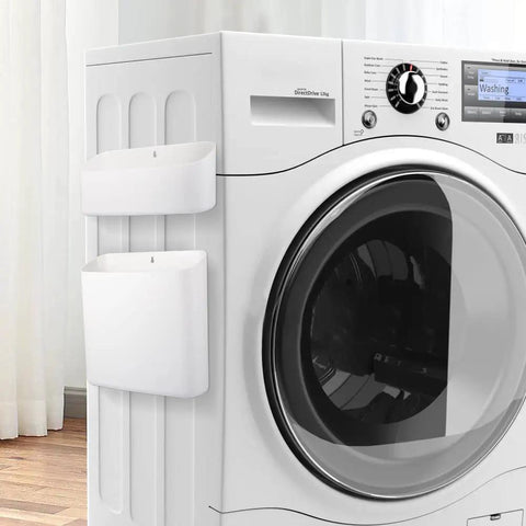 Magnetic Laundry Storage Bins, 2 Pack Lint Holder Trash Bins for Dryer Or Washer attached to washing machine, space-saving design