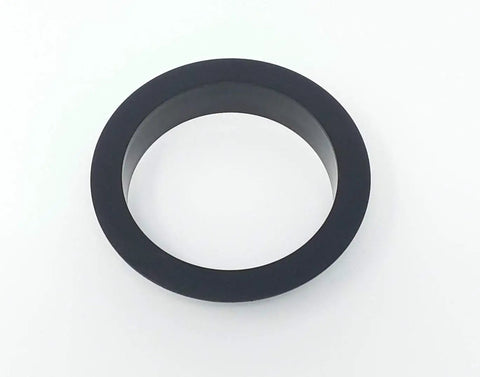 Heavy Duty Desk Grommet Covers For 2.5 Inch Cutouts Slick Black Plastic Cable Management Kit With Five Pieces To Tame Wire Chaos And Give Your Home Office A Flawless Pro Setup Made In Usa - Black plastic grommet cover with smooth edges.