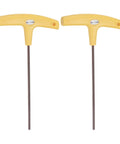 Beefy Two Pack T Handle Wrenches One Eighth Inch SAE Long Arm Hex Keys Flat End For Automotive And Home Maintenance Durable S2 Steel Forged With Heated Treatment, two yellow T-handle hex keys