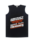 Mens Aircraft Mechanic Hero Tank Top Packed With Streetwise Summer Undershirt Vibes And Sleeveless Muscle Cut designed for gym or casual wear.