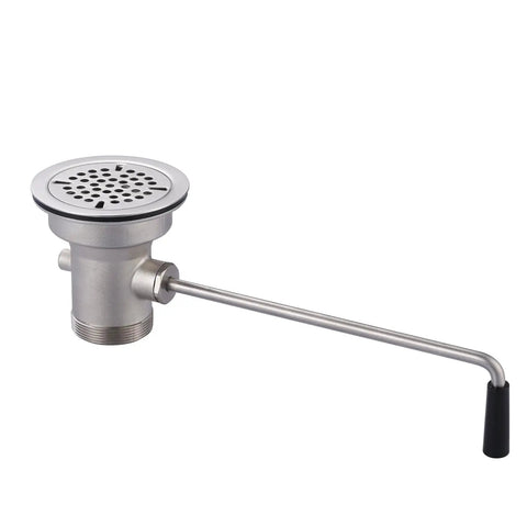 Heavy-Duty Brass Commercial Sink Drain With Twist Handle For Three And A Half Inch Openings