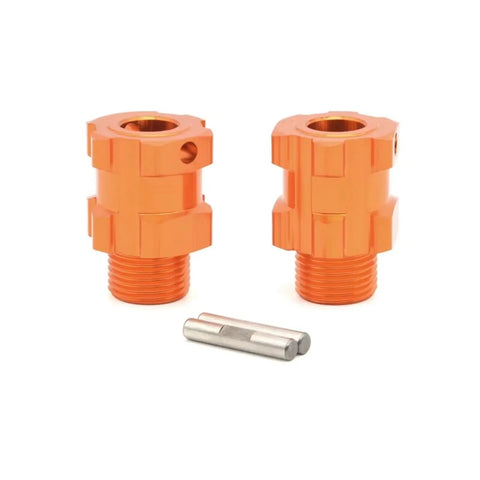 High Performance 17mm Hex Wheel Hub Adapters Four Pack For 1 To 7 Scale DBX07 RC Cars Compatible With ZD Racing Upgrades Durable Alloy Replacement Accessories For Smoother Stable Handling And Quick Install featuring orange alloy material.
