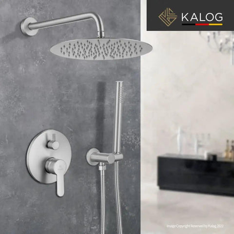 Shower System With Tub Spout And Handheld Rainfall Shower Head Wall Mounted In Brushed Nickel 12 Inch High Pressure Rain Shower Set With Single Handle Hot And Cold Control And Easy Assembly