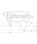 Technical diagram of heavy duty polypropylene electrical junction box with seven terminals for truck and trailer wiring.