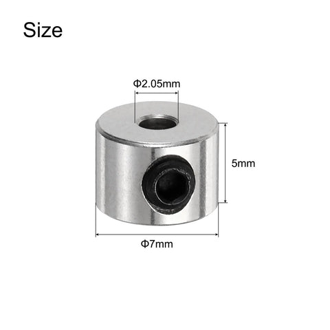 Set Screw Shaft Collars 2.05mm Bore 7mm OD 5mm Width 20Pcs Drill Stop Collars Carbon Steel Nickel Plated High Strength Locking Collars For Positioning Spacers And Bearing Stops In Machinery