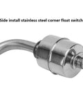 Close-up of side install stainless steel liquid level sensor 75mm for pools and tanks, showing heavy duty water level probe.