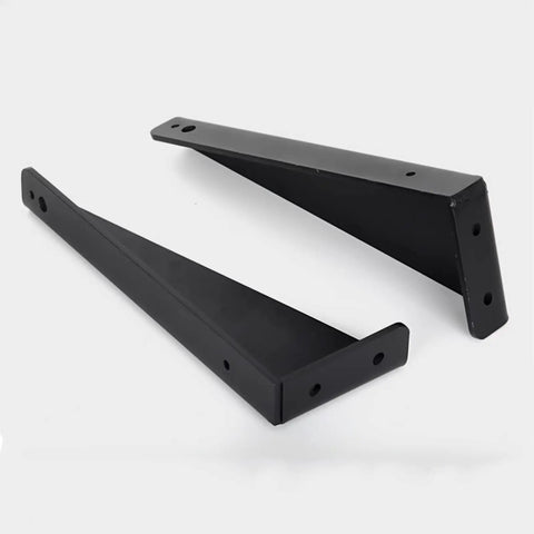 Pack Of Two Heavy Duty Wall Mount Shelf Brackets 21.7 Inch Black Steel L Shaped Floating Supports With Included Hardware.