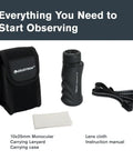 Nature 10x25 Monocular For Hiking And Wildlife Viewing Lightweight Travel Ready Tool For Birding On The Go With 10x Magnification And Bright 25mm Lens Built For Outdoor Adventures And Clear Distant Details, with case, lanyard, cloth