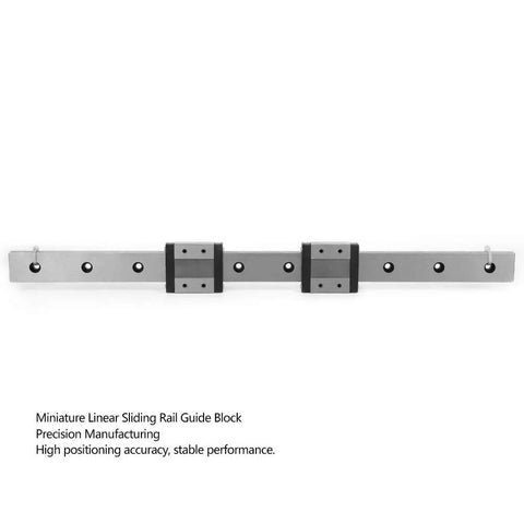 Miniature Linear Guide Rail 24mm Wide With Two Slide Blocks for CNC machines and lab equipment, 400mm length, clean setup.