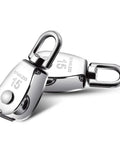 6 Pack 0.59 Inch Single Pulley Block 304 Stainless Steel M15 Crane Swivel Hook Single Pulley Roller displayed at angle