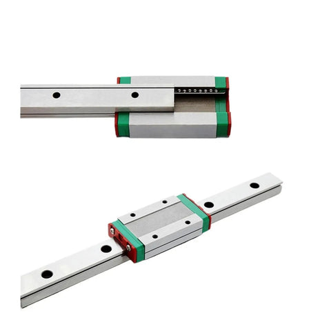 Miniature Linear Guide Rail With Carriage Block For Pro Grade Precision In CNC And 3D Printing, 100 To 800mm Stroke, Slim Low Profile For Tight Frames, Multiple Rail Lengths To Match Your Machine Stroke With Low Friction. Aluminum rail with carriage block for CNC and 3D printers