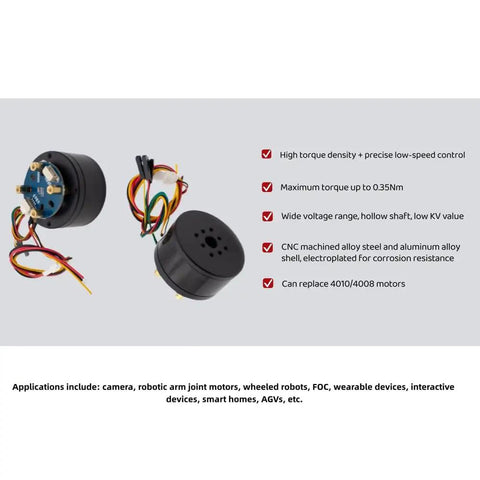 High Torque Low Speed Hollow Shaft BLDC Motor With External Rotor And MT6701 AS5600 Encoder for robotics and automotive use