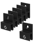 Heavy Duty Glass Fixing Clips Set, H Type Black Aluminum Alloy Wall Mount Clamps For Mirrors, Glass Shelves, And Hanging Panels, screws visible