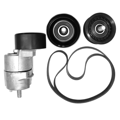 Heavy Duty Belt Tensioner And Idler Pulley Kit With 6PK2125 V-Ribbed Serpentine Belt, black pulley set