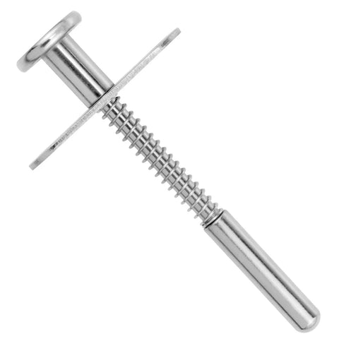 Heavy Duty Stainless Steel Spring Plunger Latch Lock 2 Pack With Rust Proof Finish, detailed view of latch mechanism.