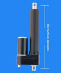 Heavy Lift Linear Actuator Electric Lifter Built Tough With Rock Solid Thrust Rating And IP65 Rated Waterproof Aluminum Telescopic Push Rod side view, measuring 460mm retraction, shows motor and rod.