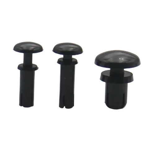 Heavy Duty Nylon Push In Rivets Clamp Thin Parts Nasty Tight No Tool Install Just Push And Go Shock Resistant Wear Proof Fast Secure Locking Hardware For DIY Pros in black, showing three sizes.