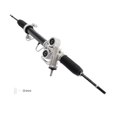 Top Grade Power Steering Rack And Pinion Kit For Chevy Silverado 1500 Sierra 1500 Crew Cab Extended Models 2007 To 2013 Non Hybrid Performance Pa view showcasing the assembly with rubber boots.