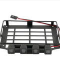 Badass Square Spot Light Fits H12Y 1/12 Scale Rc Crawler Rig, black frame with four square lights and wiring.
