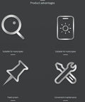 Product advantages icons for Stainless Steel Phone Disassembly Fixtures With Antislip Clamp For Electronics Repair Pro Grade