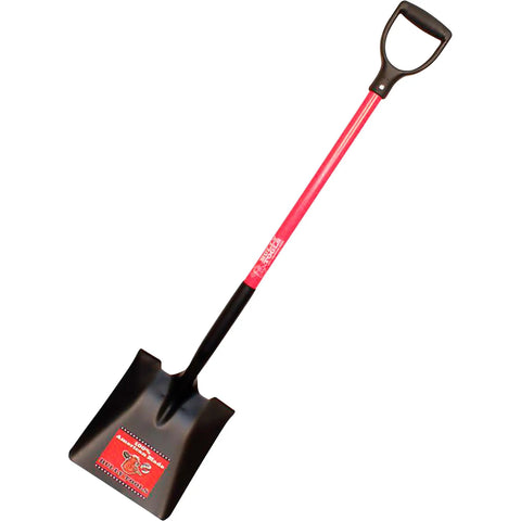 Heavy Duty Square Point Shovel With 14 Gauge Steel Head And D-Grip Fiberglass Handle For Landscaping Made In The USA 46 Inch