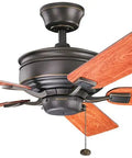 52 Inch Ceiling Fan In Olde Bronze With Reversible Cherry And Walnut Wood Veneer Blades, Light Kit Compatible Sold Separately
