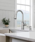 Zabelle One Handle Pulldown Kitchen Faucet With Power Boost Technology And Reflex Docking System On Marble Countertop