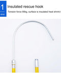 Insulated Rescue Pole With 2 Meter Epoxy Fiberglass Handle And Rescue Hook For Electricians And Auto Mechanics Pro Grade