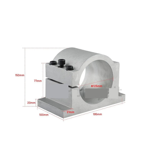 Heavy Duty CNC Milling Spindle With ER25 Collet And 7.5KW VFD Drive 125mm Clamp Solid Water Cooled Motor For 380V Routing side view