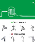 Diagram showing correct and incorrect tap types for Portable Hose Reel Storage Shelf For One Half Inch Hose Up To 20 Meters Garden Hose.