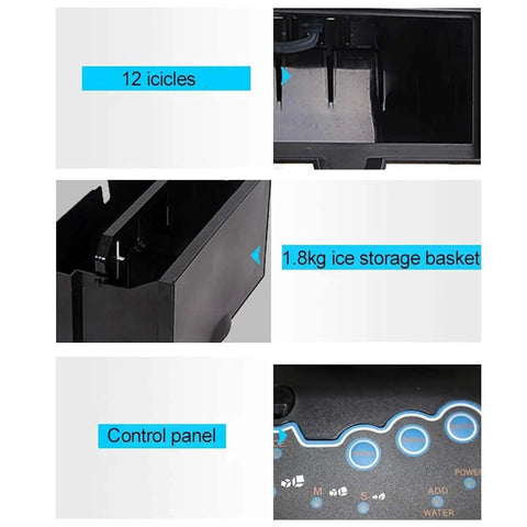 Clean Countertop Ice Maker Combo With Glowing Led Screen And Soft Touch Controls featuring 12 icicles and 1.8kg ice storage basket.